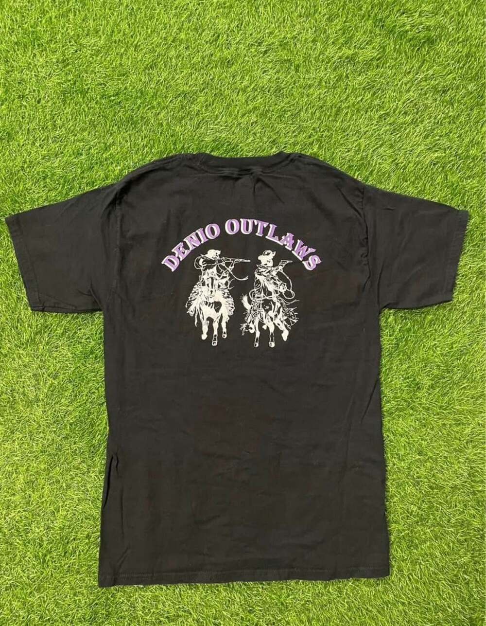 Hanes Denio Outlaws T-Shirt Size M Black Cowboy Tee